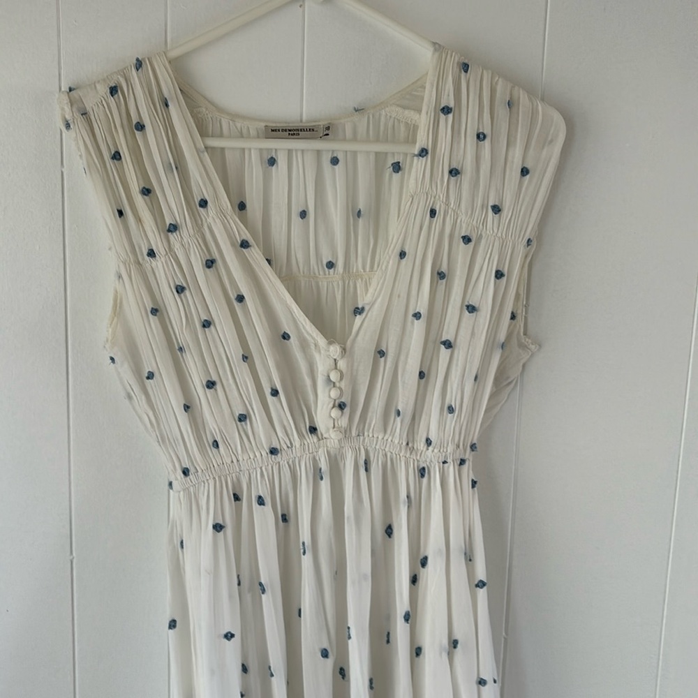 Mes Demoiselles Cream and Blue Maxi Dress